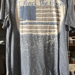 Blue Graphic T-Shirt with American Flag Design